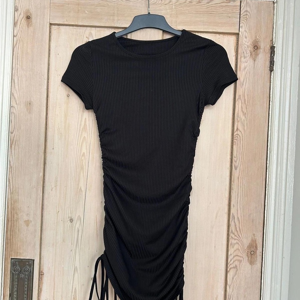 SHEIN Black Ruched Bodycon Mini Dress